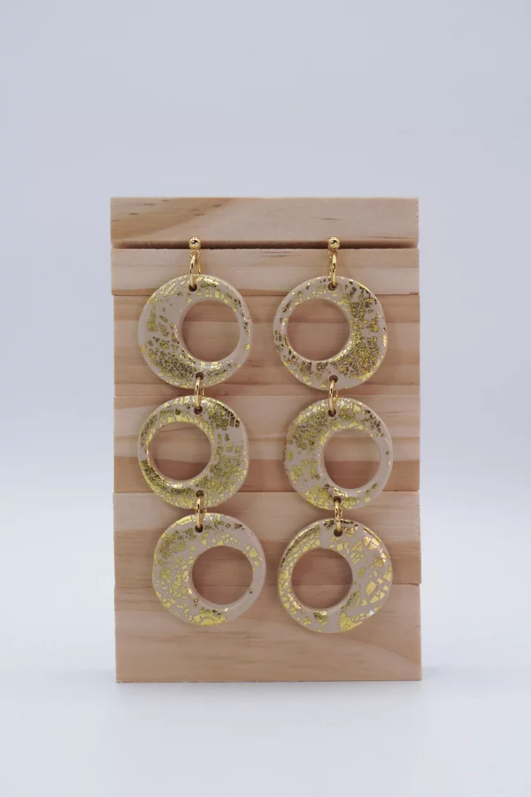Aros arcilla dorado tres piezas brillo