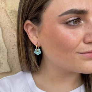 Charm flor ceramica turquesa