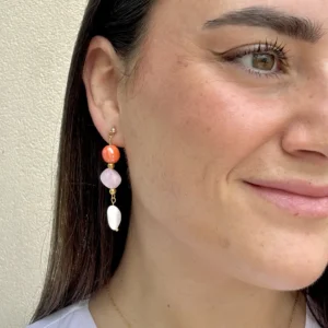 Abalorios naranja rosa palo blanco