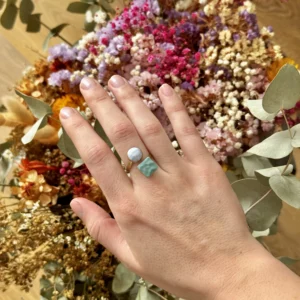 Anillo ajustable tonos menta