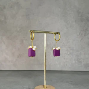 Charm cuadrado morado perlas naturales