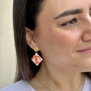Rombo estampado flores coral