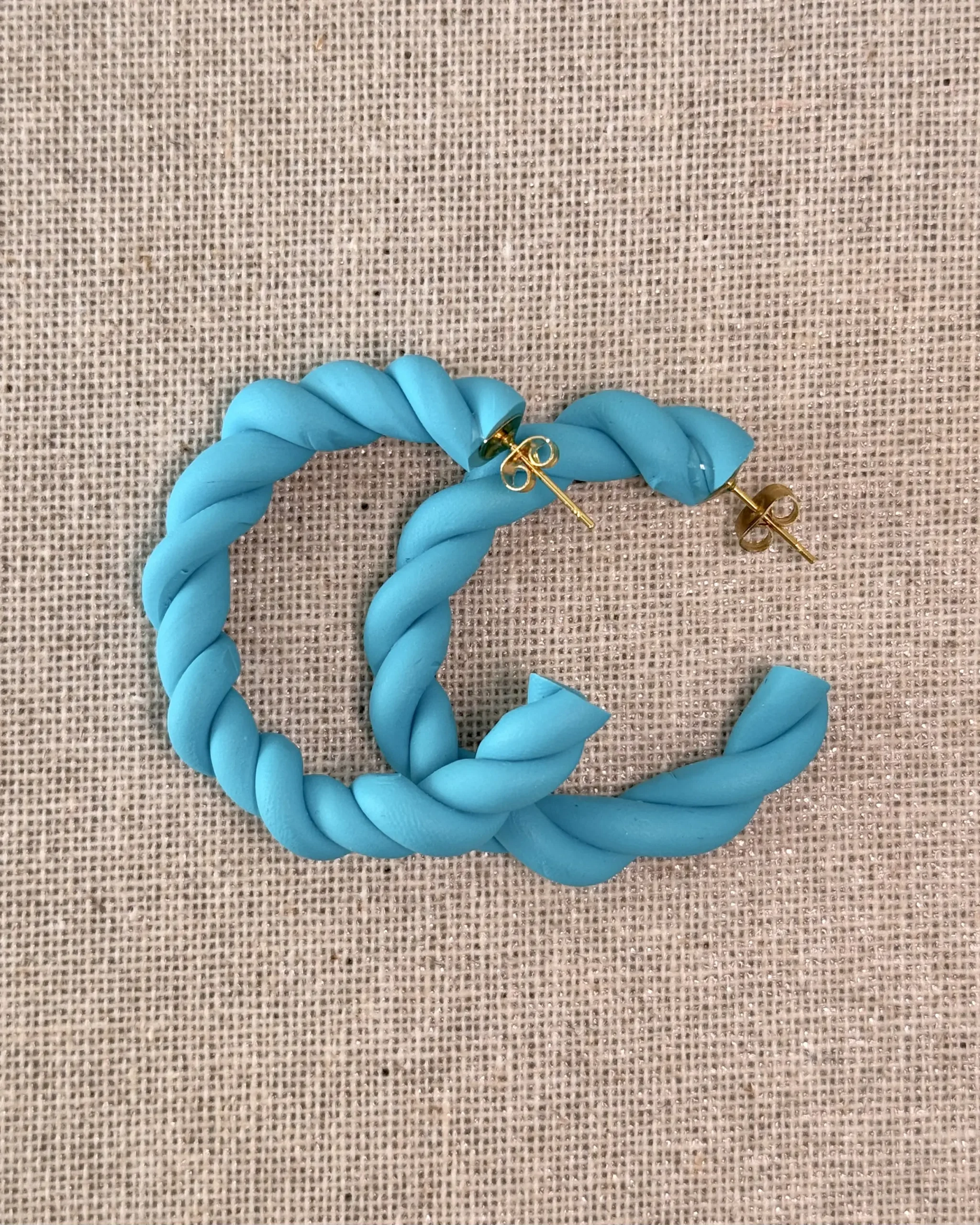 Aros arcilla trenzado azul