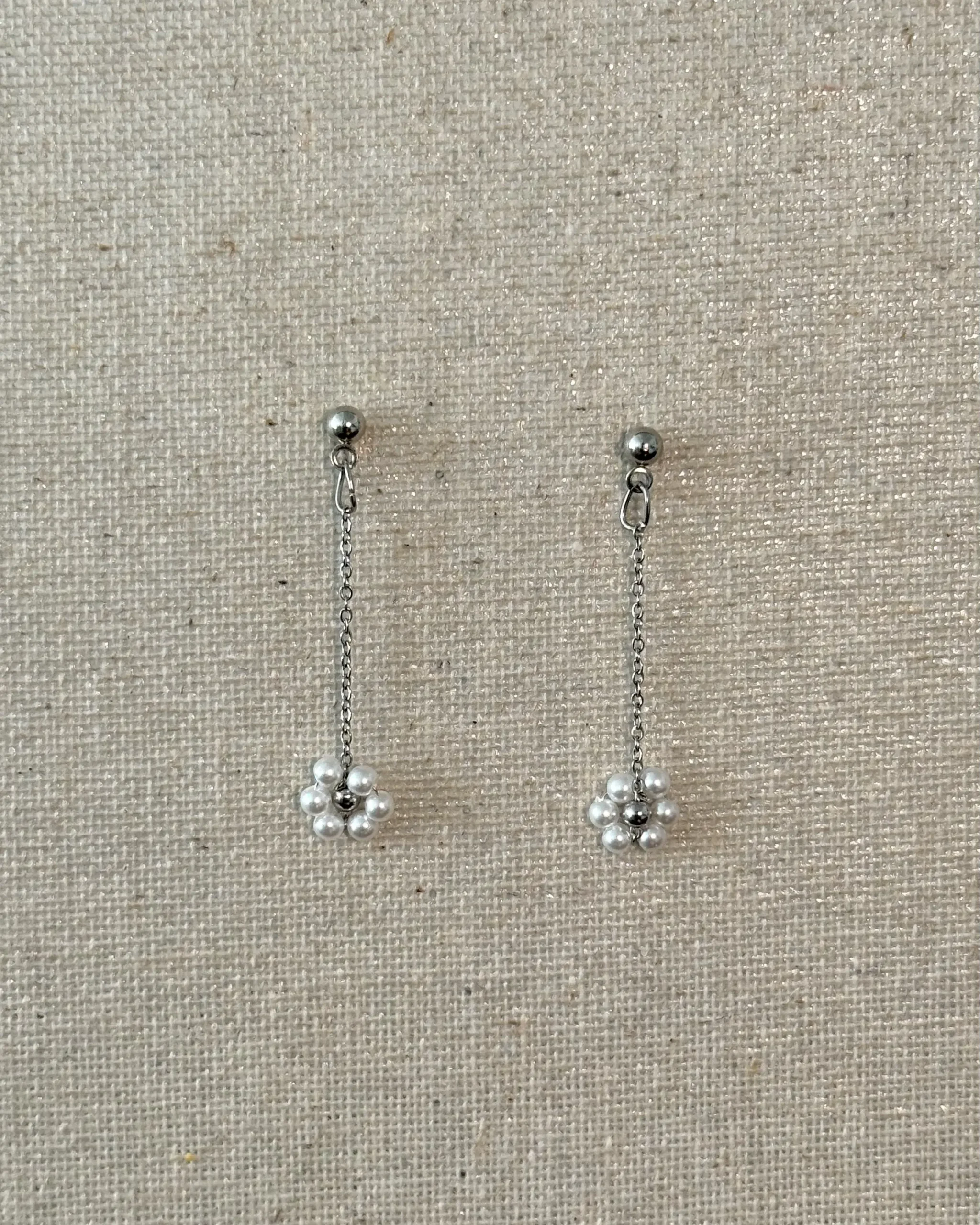 Flor abalorios cadena plata