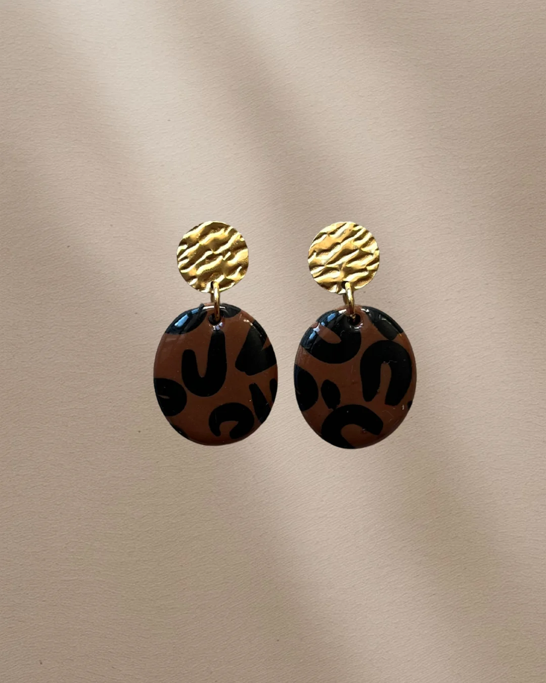 Pendientes ovalo leopardo