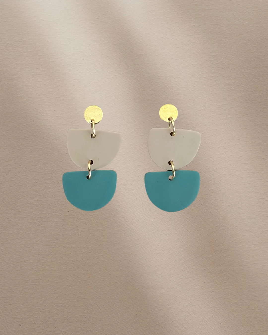 Pendientes doble beige y azul