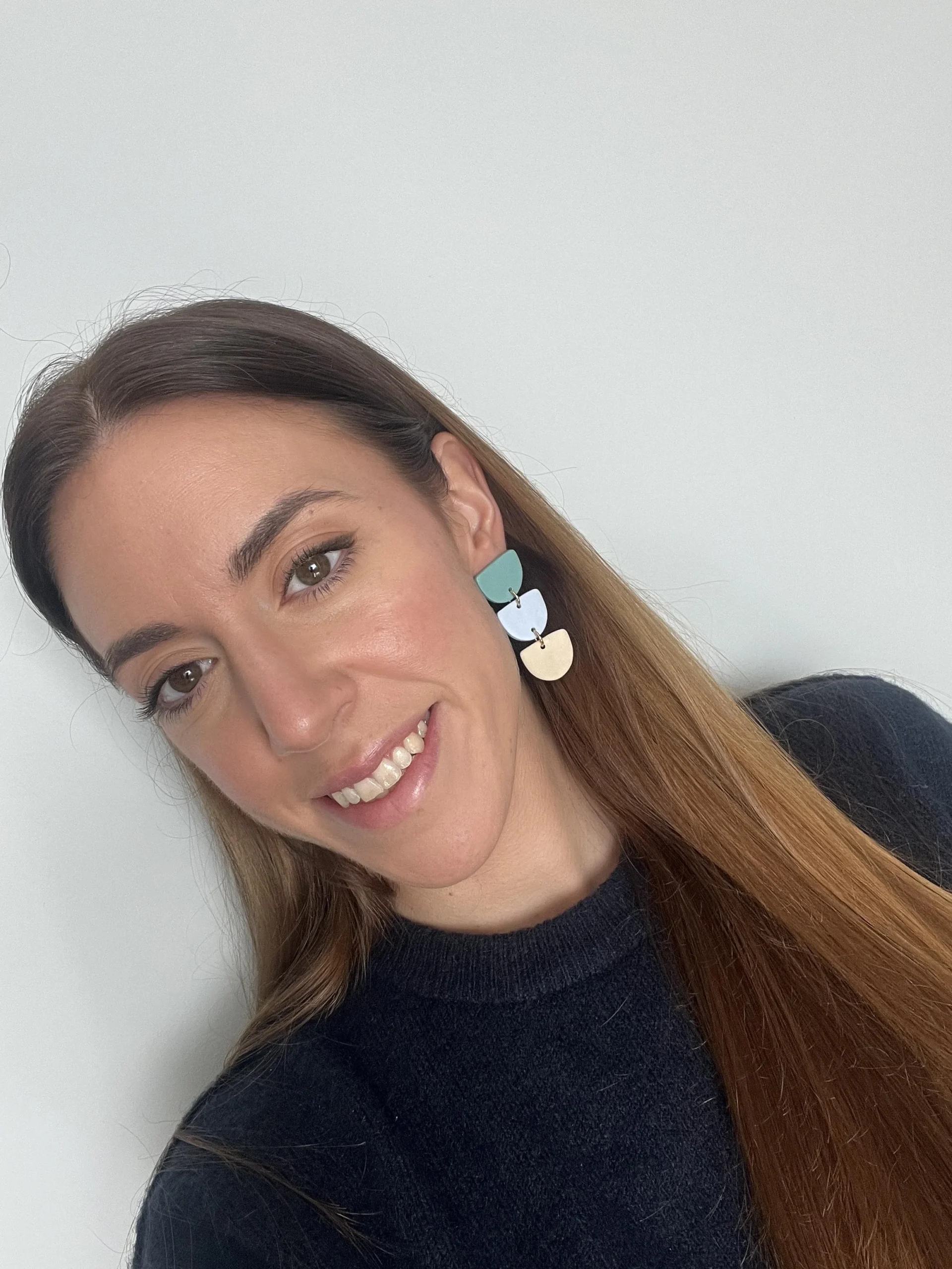 Pendientes triple tonos azules - Imagen 2